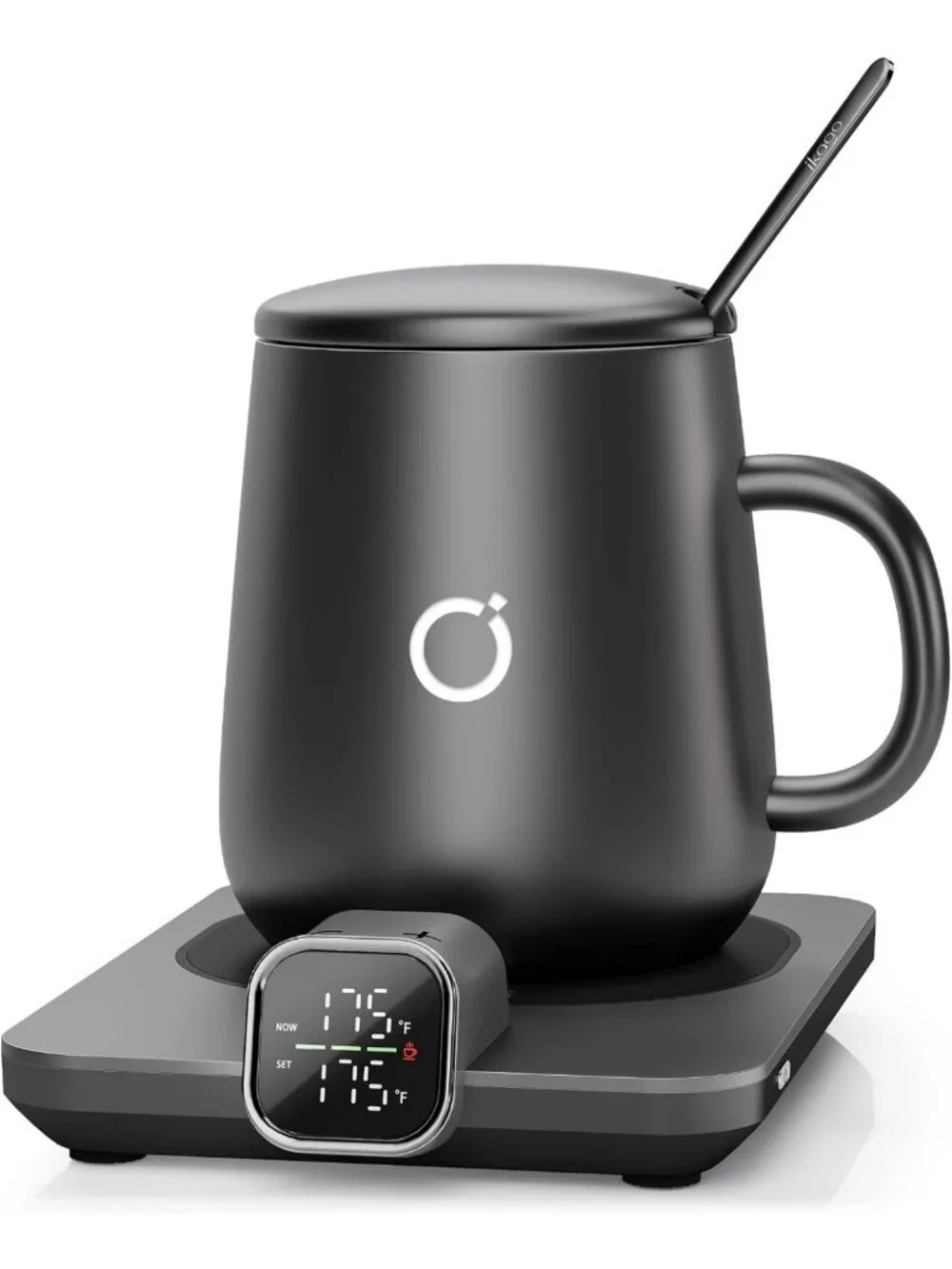 Coffee Mug Warmer Set with Precise Temp Control, Auto Shut Off, 15oz Mug & Spoon